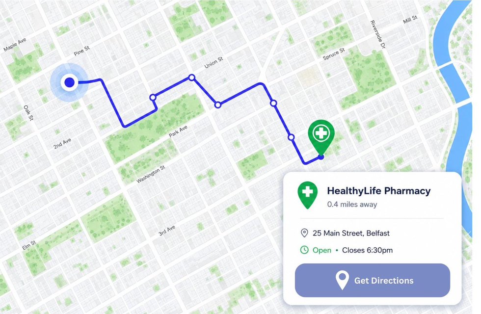 Routing a patient to the nearest available pharmacy